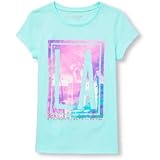 ザ・チルドレンズプレイス THE CHILDREN'S PLACE/ ショートスリーブグリッターグラフィックティ クリスタルミント トップス半袖Tシャツ 14歳【並行輸入】
