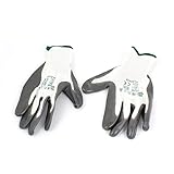 uxcell 作業手袋 21 X 12.5cm ホワイト グリーン グレー コートニトリル ナイロン 18-22cm