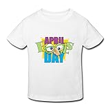 星 ２～６歳子供 男女兼用 半袖 ティー Tシャツ April Fool Day 可愛い White 3 Toddler