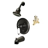 Aqueous KTS-604010BB Shower Kit with Trim, Antique Showerhead, Tub Spout and Diverter, and Rough-in 