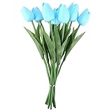 asiproper 10個入りシミュレーションPUチューリップ人工フラワーブライダルWedding Bouquets Decor ブルー Asiproper