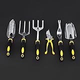 Songmics 7 Piece Garden Tool Set Includes 6 Tools w/ Heavy Duty Cast-aluminum Heads & Ergonomic Hand