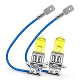Ruiandsion 2個 H3 ハロゲンヘッドライトバルブフォグランプ100W 12V イエロー 64151 12336 バルブ