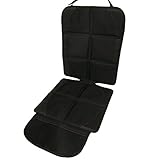 【LAXRE】 カーシートプロテクター マット チャイルドシート 座席保護 すべり止め 収納ポケット付き