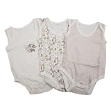 赤ちゃん・ベビー 柄入り ベビー肌着 パジャマ ノースリーブ ボディースーツ (3枚入り) (身長:80-86cm　体重:12kg (１歳-１歳半)) (クリーム)