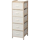 キャスター付きチェスト タンス ( リリー ワゴンチェスト ) 5段 木製 ( 杉 ) LFS-375NA ナチュラル