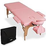 軽量 折りたたみ マッサージベッド キャスター付 キャリーバック (保証付き) ピンク