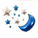 annodeel 11個Star Mylar Balloons、30インチBigブルームーンベビーパーティー誕生日の装飾バルーンと18 Inhシルバースターホイルバルーン