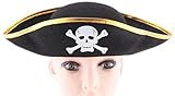 OliaDesign Kids Boys Girls Pirate Halloween Costume Felt Hat with Skull and Crossbones Black [Floral