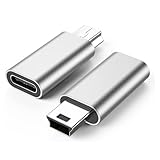 SZSL USB C to ミニ USB アダプター 2個パック USB C (メス) Mini USB (オス)アダプター Type-C to mini USB 変換アダプター(シルバー)