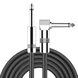 LUYING ギターシールド ギターケーブル 長さ2m S-L型プラグ ベース シールド 高耐久ナイロン 断線しにくい 楽器用ケーブル ベース キーボード アンプ ドラム対応 (2M-S-L)