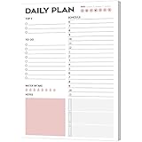 Daily Planner Notepad - 5.8"x8.25" A5 Calendar, to Do List, Scheduler, Appointments, Notes, Water Intake and Meals Tracker, 5