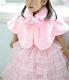 Candykids 子供ケープ 子供 ドレス ポンチョ ボレロ 白 ホワイト リボン 子供ケープ 子供ドレス ポンチョ ボレロ 白 ホワイト ピンク (120cm, ピンク)