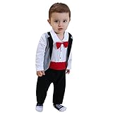 Cuteshower 子供服 男の子 フォーマル ベビー タキシード 長袖 ロンパース グレー 95