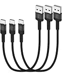 USB Type-C ケーブル, 編組ナイロン, 3本セット, ブラック, 高速充電・60W データ転送対応