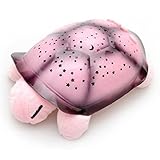 可愛い トワイライト タートル ナイトスカイ 【 夜空 星座 イルミネーション LED ライト プロジェクター USBケーブル 電池 付属 】 夜の光 睡眠 ぬいぐるみ 音楽 (ピンク)