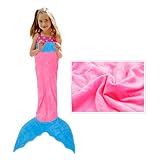 BATTOP Pink Mermaid Tail Blanket Super Soft Crystal Velvet Lovely Gift for kids (Height less than 55