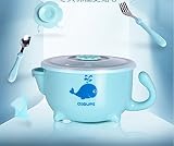 Xing Lin子供のカトラリーセット赤ちゃんと子供の食器、水注入、熱保存ボウルスーツ、ステンレススチールAnti Wrestling Cartoon Cute BabyカセットSuckerボウルスプ