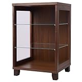 日本製(大川) 天然木ウォールナット材使用 ディスプレイサイドシェルフH76 2317