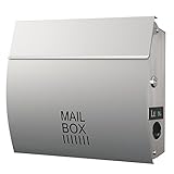 LEON (レオン) MB4801 郵便ポスト 壁掛けタイプ ステンレス製 鍵付き おしゃれ 大型 ポスト 郵便受け (マグネット付き) シルバー