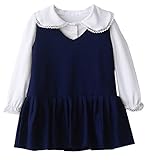 (ラボーグ)La Vogue 子供服 ワンピース キッズ 女の子 ドレス フォーマル レース丸襟 ブラウス セット ベビー ガールズ スカート 発表会 結婚式 入園式 ネイビー 110