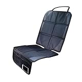 EasyJoy チャイルドシートマット カーシートカバー 愛車に保護 滑り止め 収納ポケット付き (ブラック)