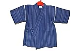 子供甚平 遠州しじら織 綿素材 ひのき素材 (M, 紺,3~4歳用,100㎝)