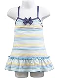 エーネクスト パステル ボーダー柄 Aライン ワンピース キッズ ガールズ 女の子 水着 ils-tg-0431 120 BLUE