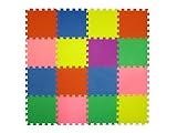 16 Piece Interlocking Puzzle Tile Exercise Soft Mat Child & Baby Room Safe Playmat Multi Color floor