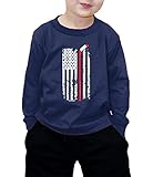 幼児用Little Boy Hockey Stick in American FlagロングスリーブTシャツ カラー: ブルー