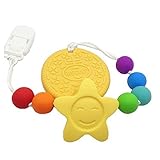 Yellow Silicone Safe Eco Baby Teether Pacifier Cookie Clip Holder - Non-toxic, BPA, PVC, Phthalate, 