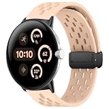 [SumNeol] バンド Google Pixel Watch 4 41mm/Pixel Watch 3 41mm/2/1 対応 ベルト シリコン ストラップ 磁気バックル マグネット式バックル 替えベルト 取り付け簡単 通気性 男女兼用 柔らかい 交換バンド グーグル ピクセルウォッチ4 41 mm/3 41 mm/2/1 用 (ピンク)