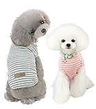 PetGround 犬 服 小型犬 春 夏 秋 冬 小型犬 中型犬 ボーダー シャツ 着せやすい 防寒 伸縮性 かわいい おしゃれ 犬服 (M, グレー)