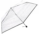 ドット柄 ビニール傘 折り畳み傘 視界 良好 ケース 携帯 軽量 撥水 コンパクト (ホワイト)