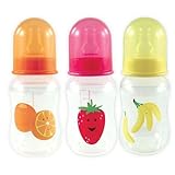 Nurtria BPA Free Easy Grip Baby Bottle, Pink, 4 Ounce, 3-Count by Nurtria
