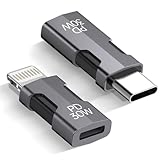 アダプタ USB C - ライトニングアダプタ ライトニング - Type C アダプタサポート30W PD（2パック）、ライトニングメス - USB Cオスアダプタ iPhone 15/14/13/12/11 Pro Max Mini/X/XR/XS/SE/Pad/Pod Galaxy S23に対応