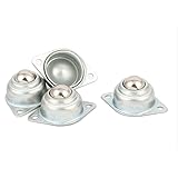 uxcell　ボール転送ユニット　金属　シルバートーン　15mmホール直径　4mm 取付径　4個入り