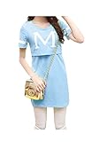 マタニティロゴワンピース 夏用 水色 f212