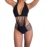 ネック水着ビーチウエア水着をぶら下げ新しいホット女性ワンピーススプリットビキニのセクシーな包帯 (L)