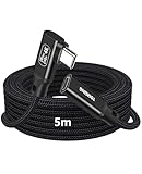 TOMSING USB Type C L字 延長ケーブル 5m USB3.2 Gen2 20Gbps 高速データタイプCオスからメス変換 PD 5A240W ナイロン編み タイプc 延長コード スマートフォン/タブレット/ゲーム機/ノートパソコンのタイプｃ機種に対応 （ブラック（A），5m（20Gbps+240W））