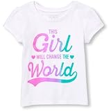 ザ・チルドレンズプレイス THE CHILDREN'S PLACE/ ショートスリーブグリッターグラフィックティ ホワイト トップス半袖Tシャツ 4歳【並行輸入】