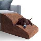 Masthome 犬 階段 犬スロープ階段 ドッグステップ 犬用ステップ 3段 8色 高さ40cm ペット用 ステップ 階段 滑り止め 怪我防止 洗えるカバー 取り外し可能 ペット用品 小型犬 室内犬 高齢犬 介護用 耐久 心地よい ブラウン グレー ホワイト ブルー ベージュ ブラック マスタードイエロー アイスランドブルー