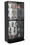 【地球家具】フィギュアラック「ワイド」83シリーズ 背面ミラー付き 幅83cm 高さ182cm ハイタイプ 本体【正規品】[鍵付きコレクションケース] (深型（奥行39cm）, ブラック)