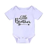 Winzik新生児幼児赤ちゃん男の子女の子Outfits Little Brother文字プリントロンパースジャンプスーツ服Tシャツ US サイズ: 12-18 months カラー: ホワイト
