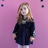 【dave&bella(デイブ・ベラ)】【秋春/ワンピース】　　刺繍入り長袖ドレスワンピース　プリーツスカート　ネイビー　レッド　70cm/80cm/90cm/100cm　【シンプル・上品・フォーマル