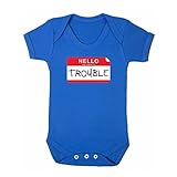 (フロソ) FLOSO 赤ちゃん・ベビー用 Hello My Name Is trouble(ハロー！私の名前はトラブル)プリント 半袖ボディースーツ ロンパース ベビー肌着 パジャマ (0-3ヶ月)