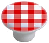 CarolinaハードウェアとDecor 1206レッドギンガムセラミックキャビネット引き出しノブ