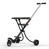 赤ちゃんの子供の三輪車トロリーアルミニウム合金シンプルな軽量折りたたみブラック (色 : C)