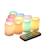 Candle Choice Set of 10 Color Changing, Multi-color Flameless LED Votive Candles with Remote and Tim