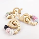 木製 歯固め ジュエリー オーガニック　ブレスレット ホエール/とり/カメ型 ママ授乳 ベビー ラトル チュアブル 赤ちゃんのおもちゃ がらがら[BPAフリー][FDA認可済]木育 安全 無味　ホエー